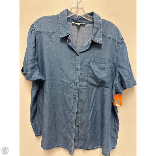 Blouse Short Sleeve By Jane And Delancey In Blue Denim, Size: Xl