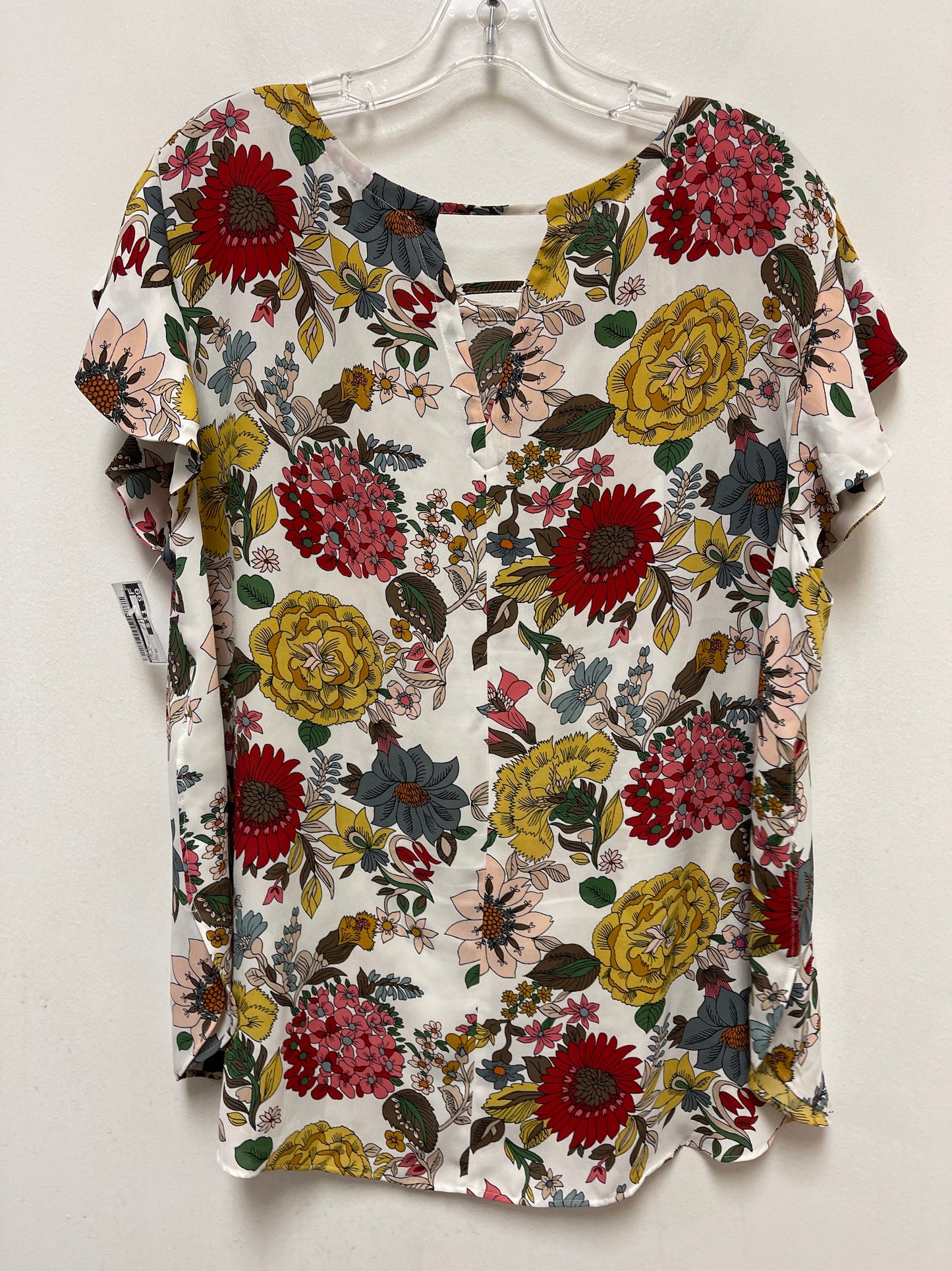 Floral Print Top Short Sleeve Loft, Size Xl