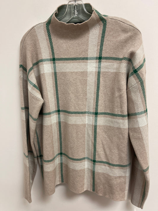 Sweater By Tahari By Arthur Levine In Cream & Green, Size: Xl