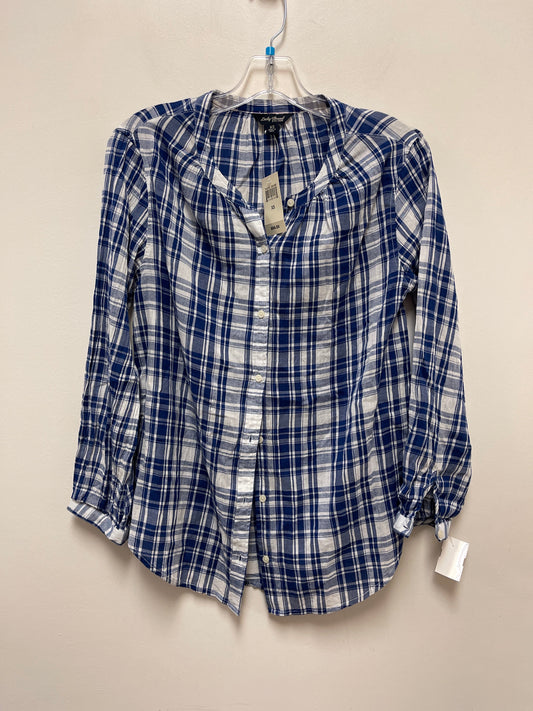 Blue & White Blouse Long Sleeve Lucky Brand, Size Xs