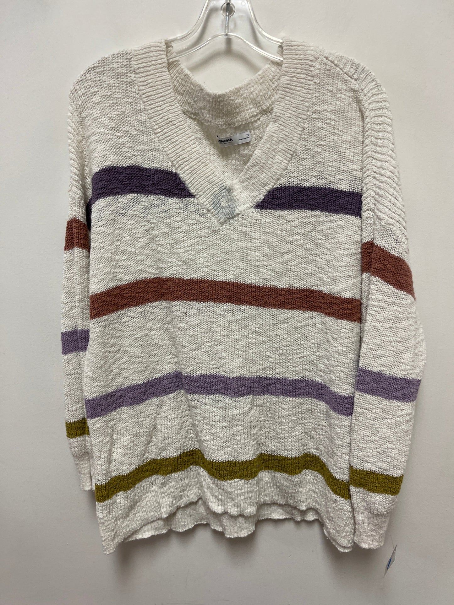 Sweater By Sonoma In Cream & Purple, Size: 1x