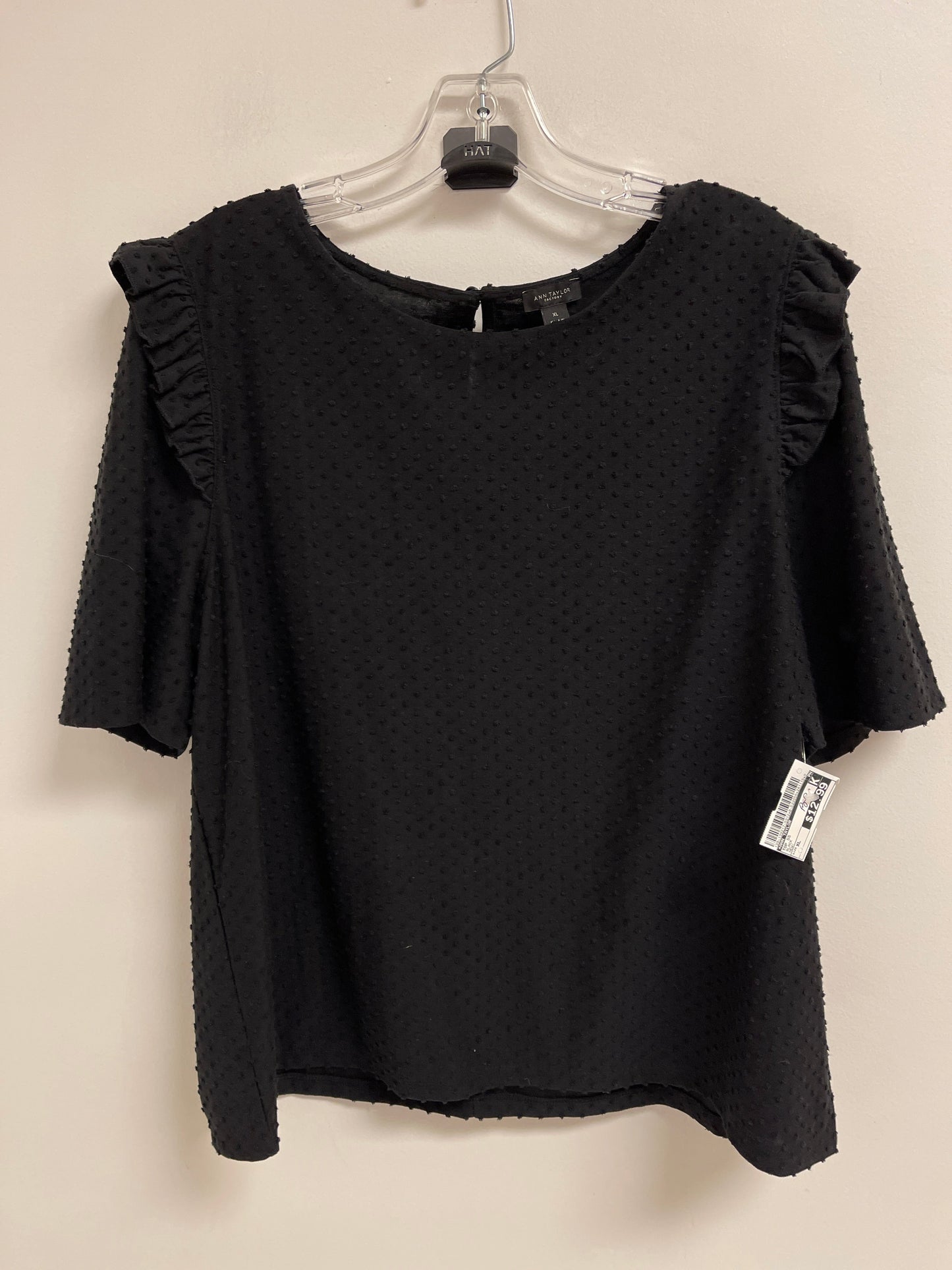 Top Short Sleeve By Ann Taylor In Black, Size: Xl