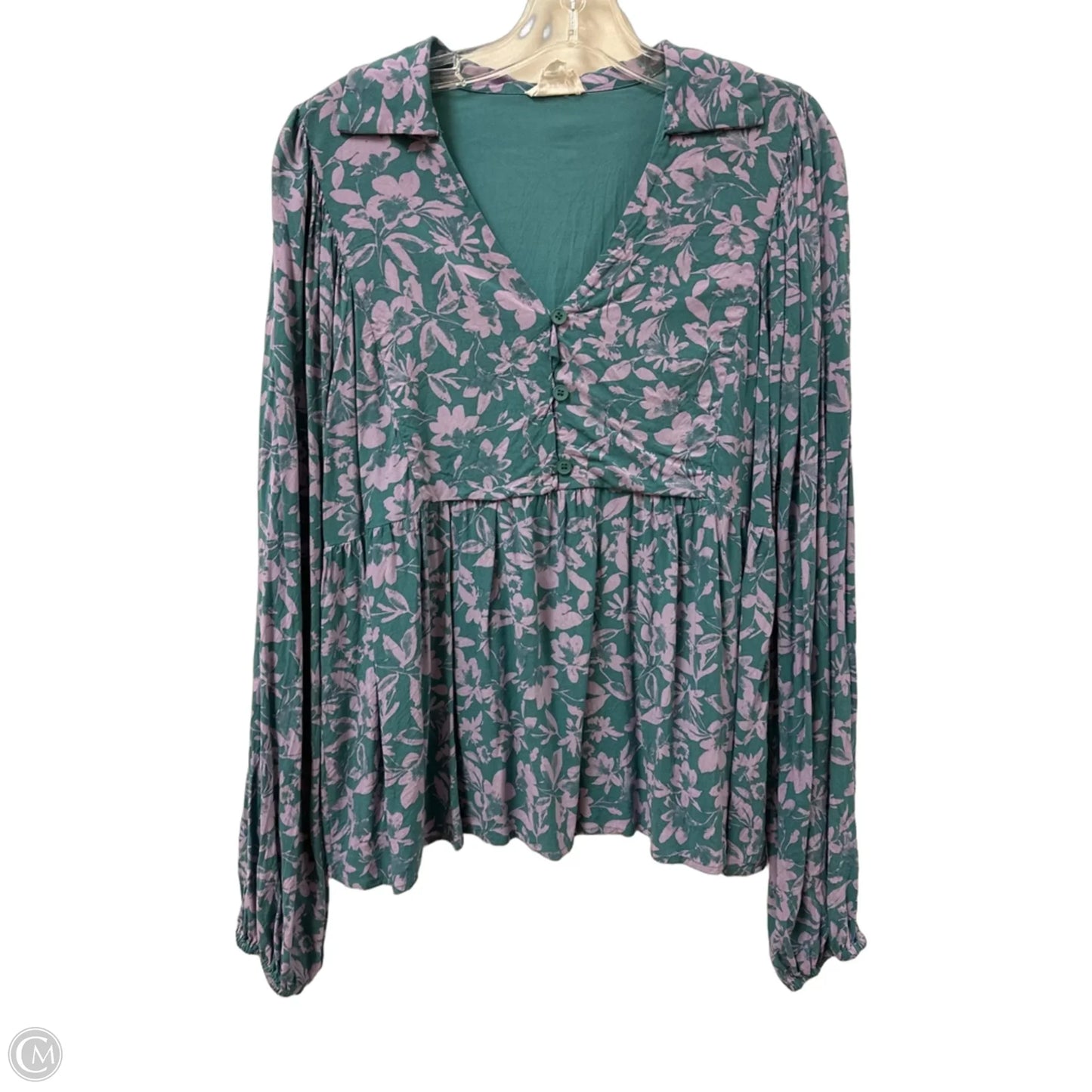Top Long Sleeve By Heyson In Green & Purple, Size: M