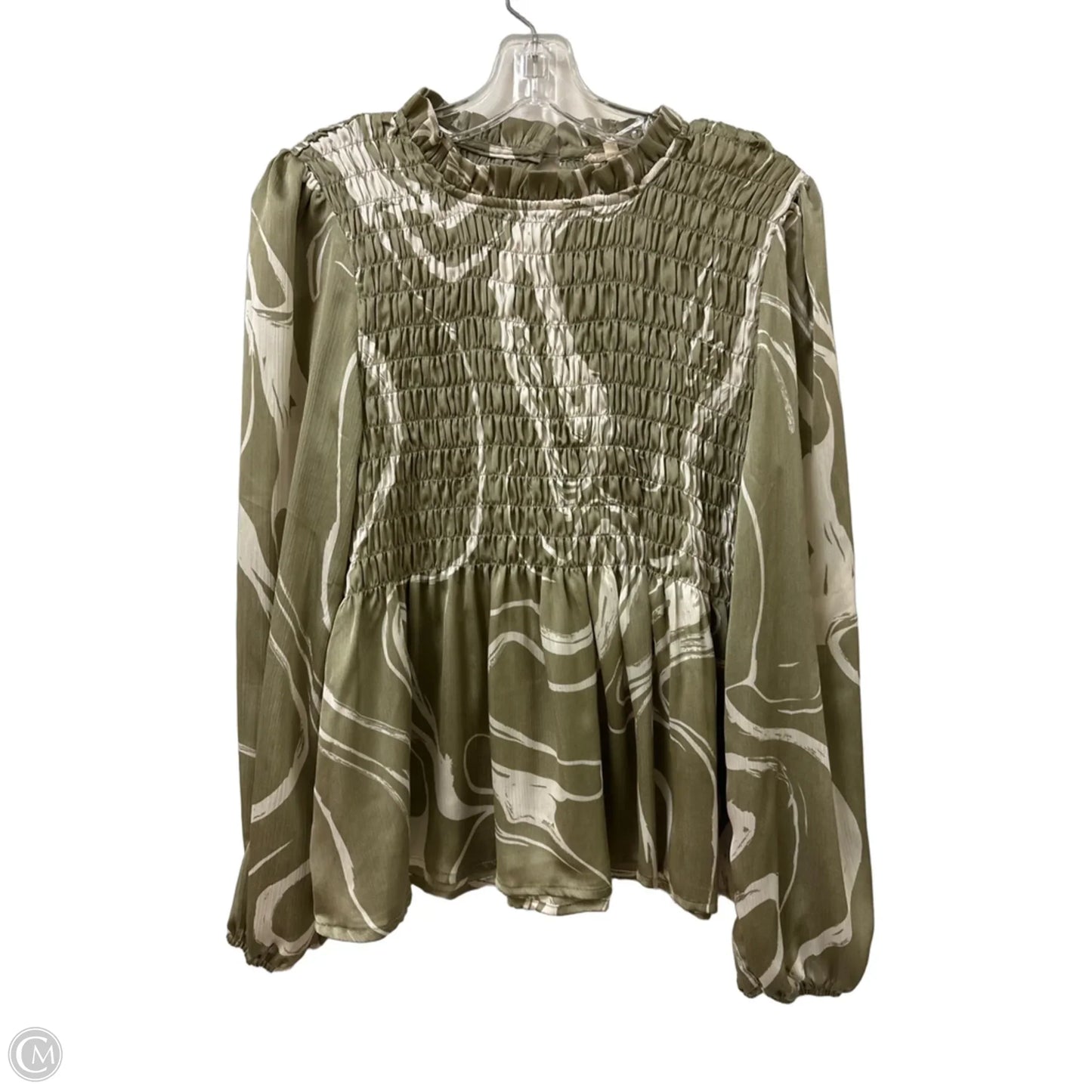 Top Long Sleeve By Jodifl In Green & White, Size: S