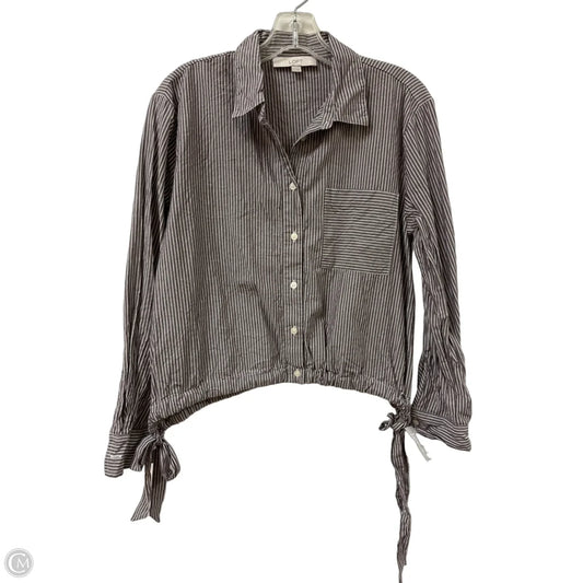 Blouse Long Sleeve By Loft In Striped Pattern, Size: M