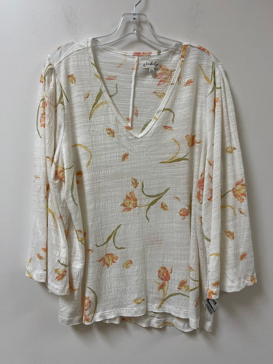 Top Long Sleeve By Wonderly In Floral Print, Size: 2x