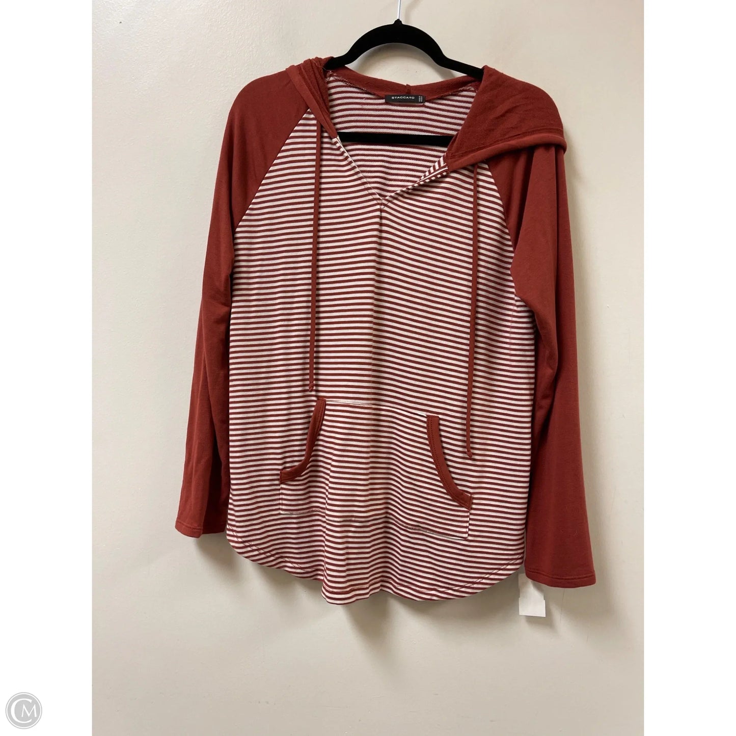 Sweatshirt Hoodie By Staccato In Striped Pattern, Size: M