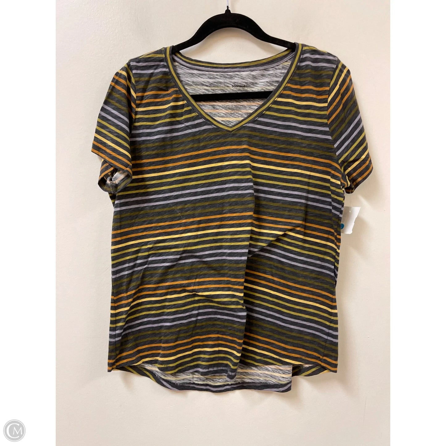 Top Short Sleeve By Sonoma In Striped Pattern, Size: L