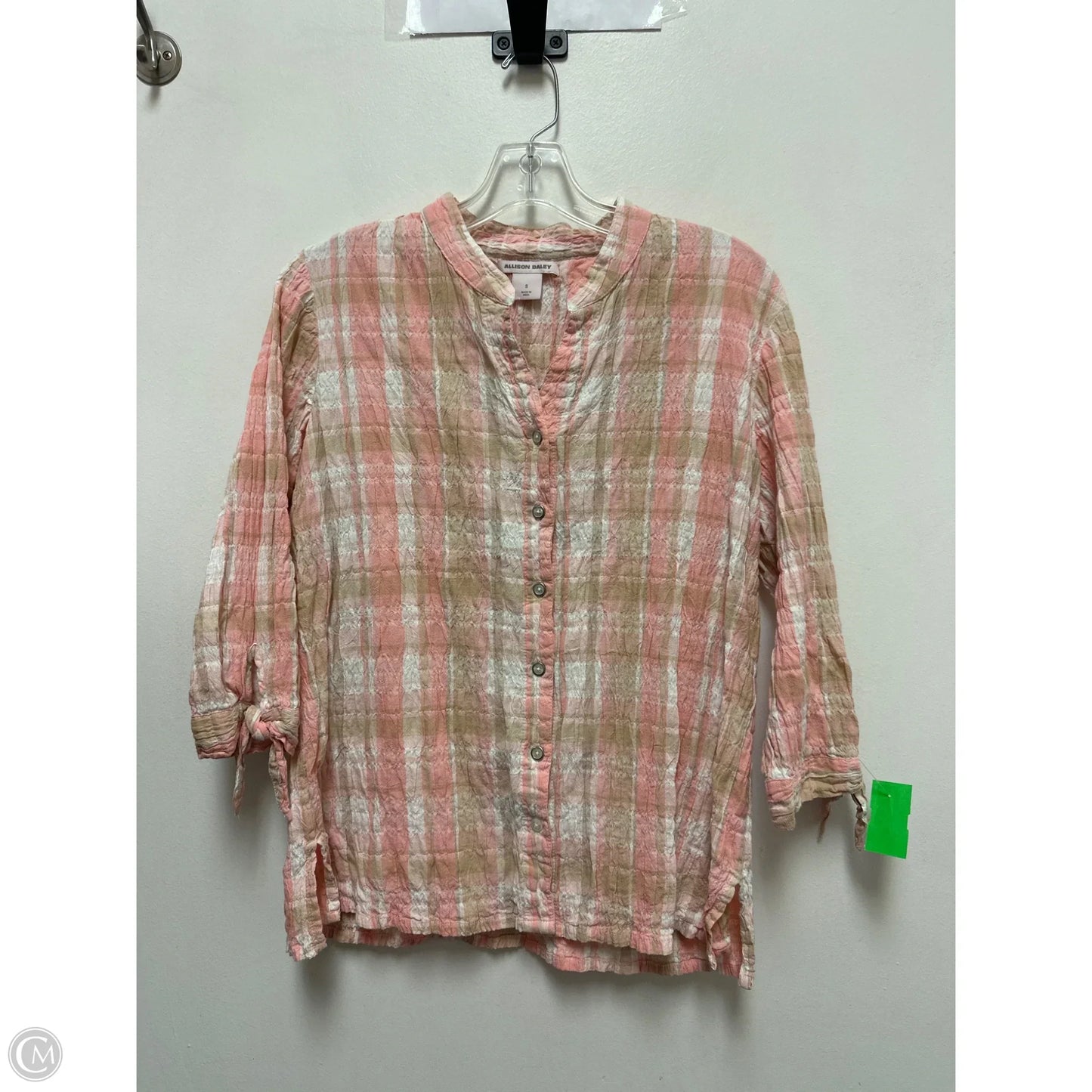 Blouse Long Sleeve By Allison Daley In Pink & Tan, Size: S