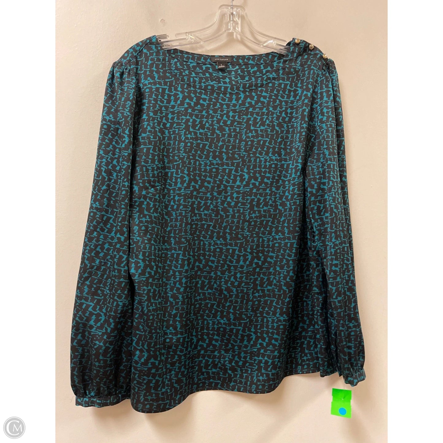 Top Long Sleeve By Ann Taylor In Black & Green, Size: L