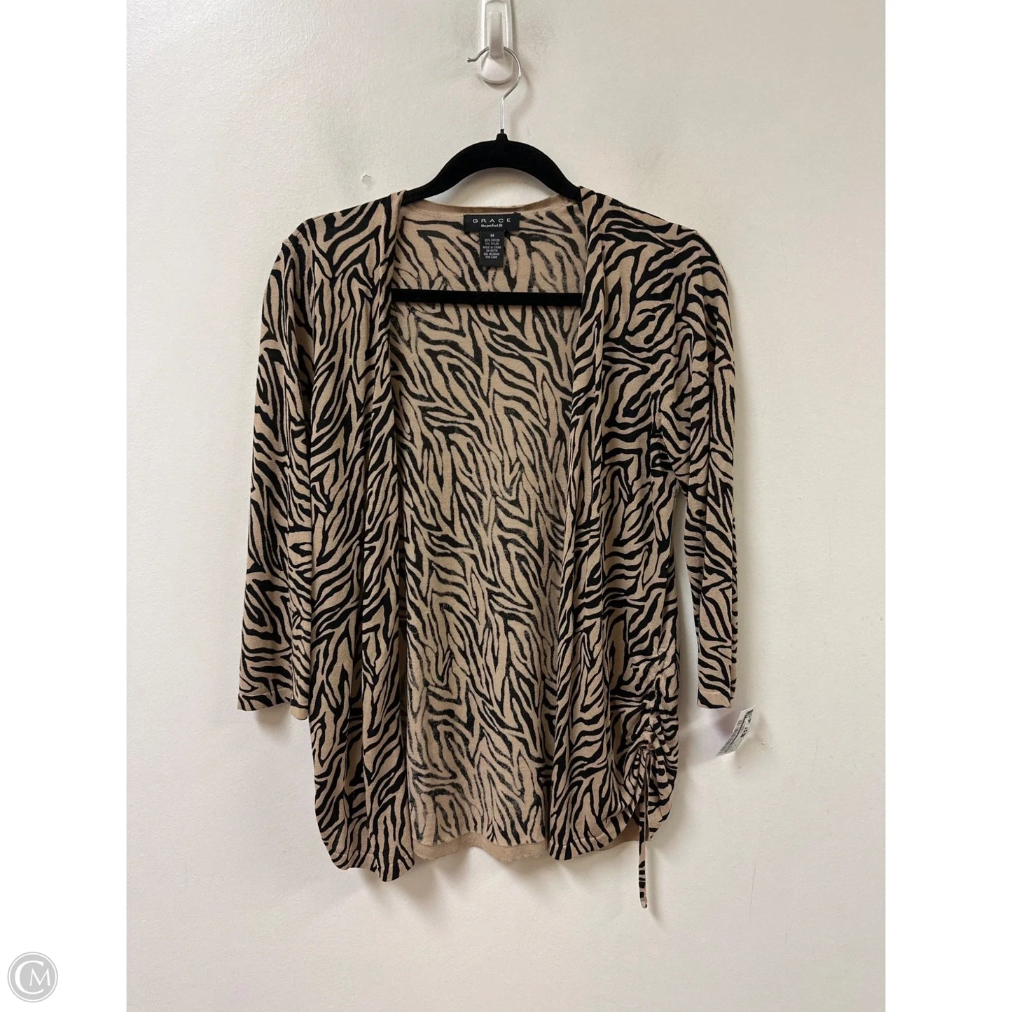 Cardigan By Grace In Zebra Print, Size: M