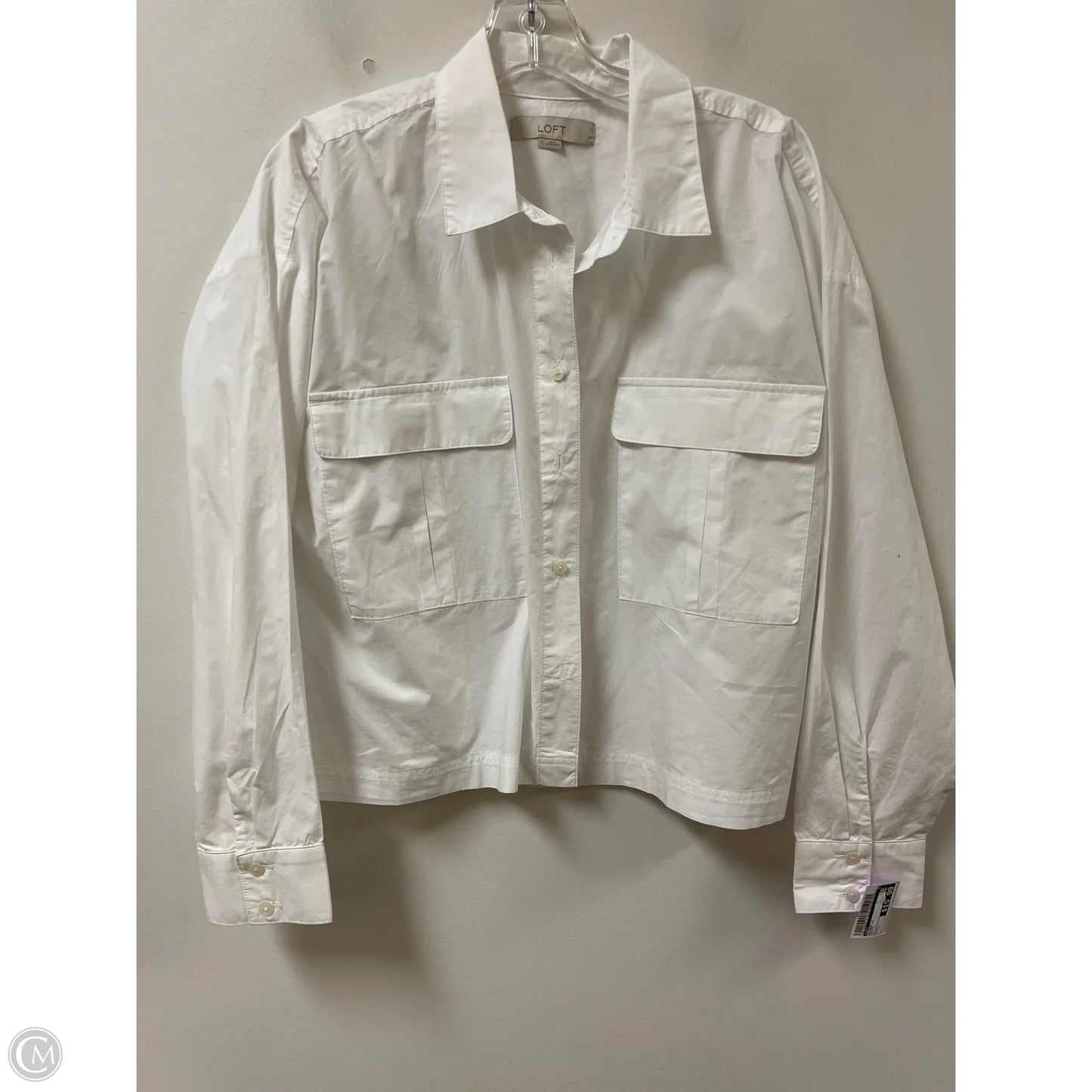 Blouse Long Sleeve By Loft In White, Size: L
