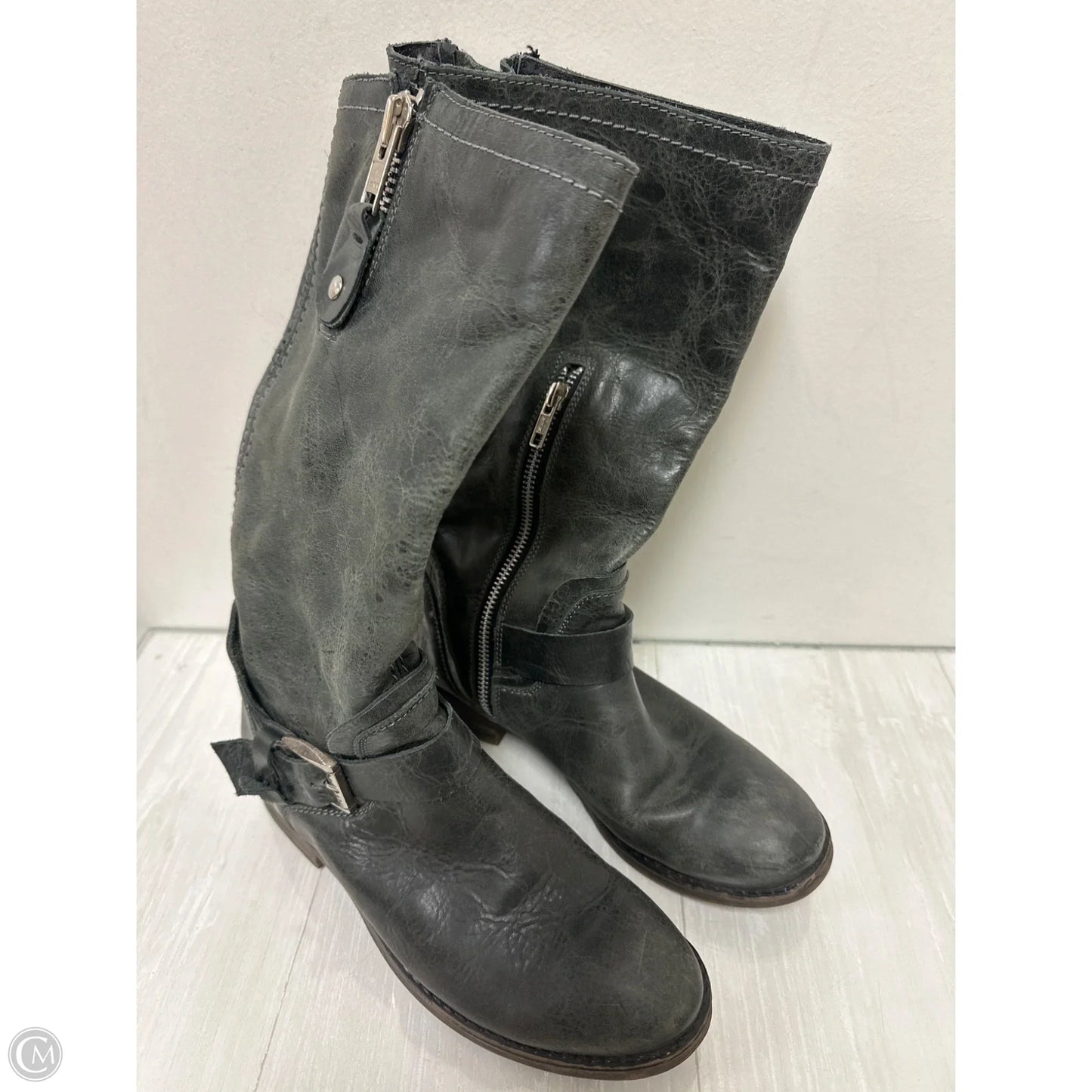 Boots Mid-calf Heels By Bed Stu In Grey, Size: 7