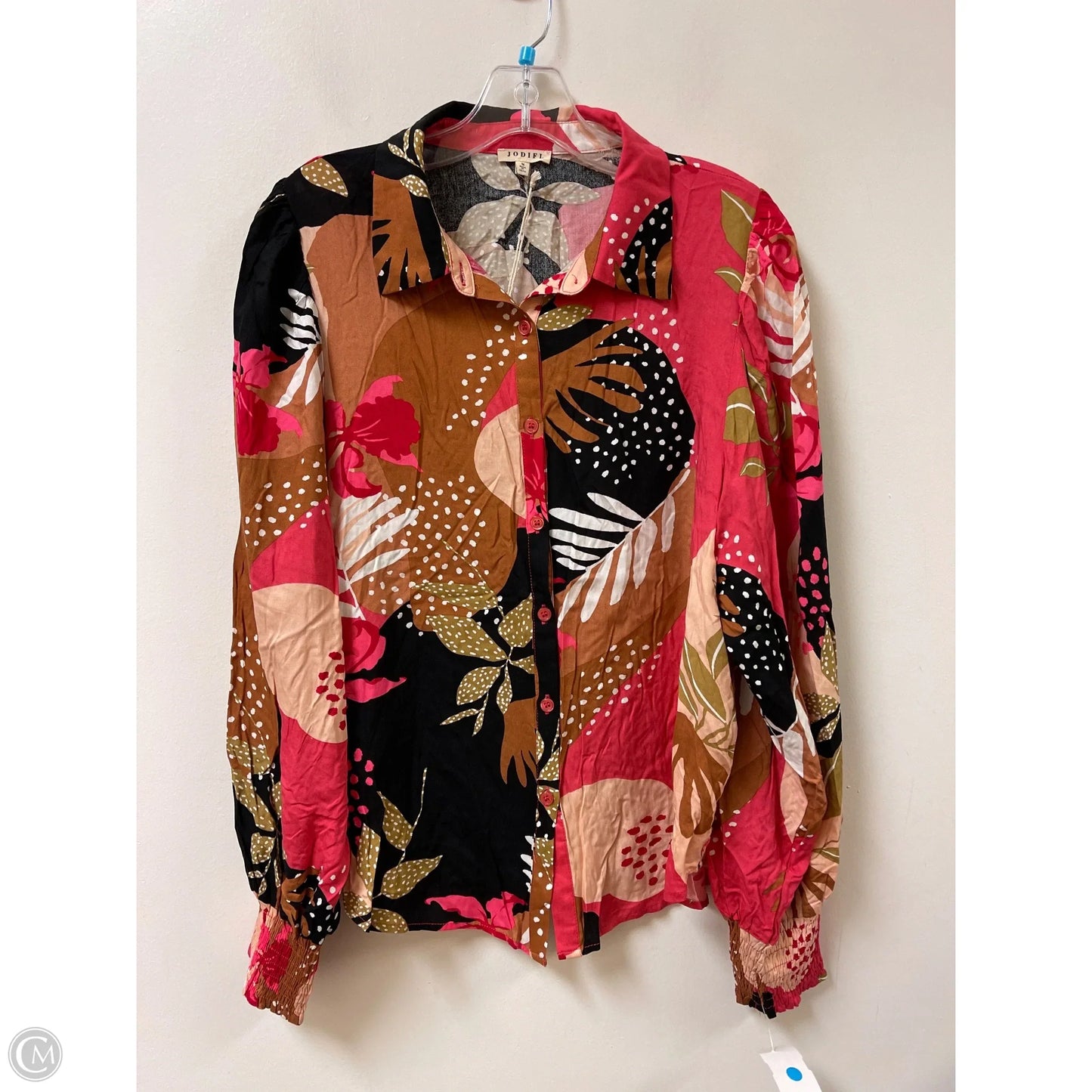 Blouse Long Sleeve By Jodifl In Brown & Pink, Size: M