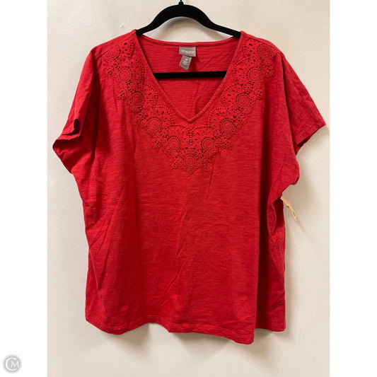 Top Short Sleeve By Chicos In Red, Size: 1x