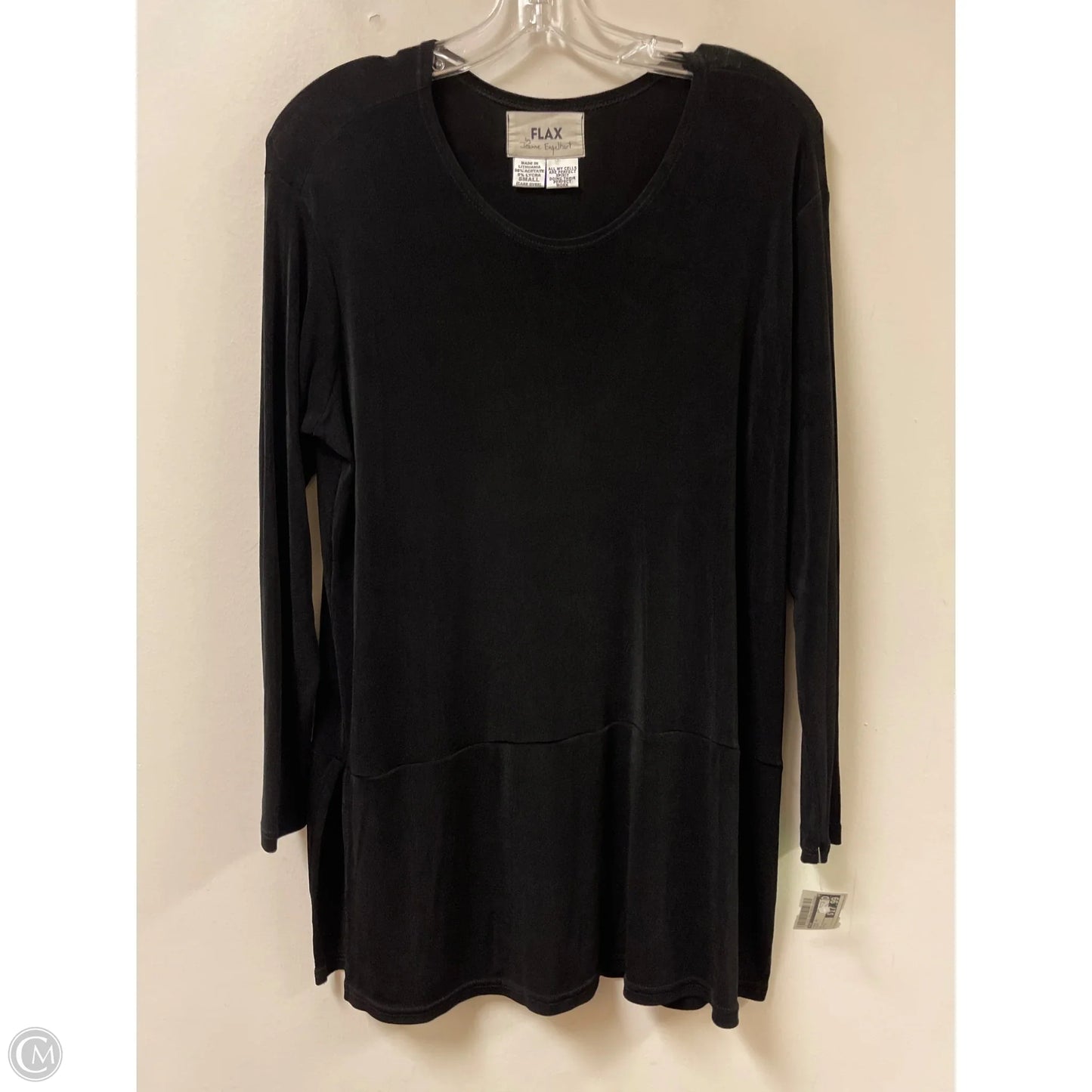Tunic Long Sleeve By Flax In Black, Size: S