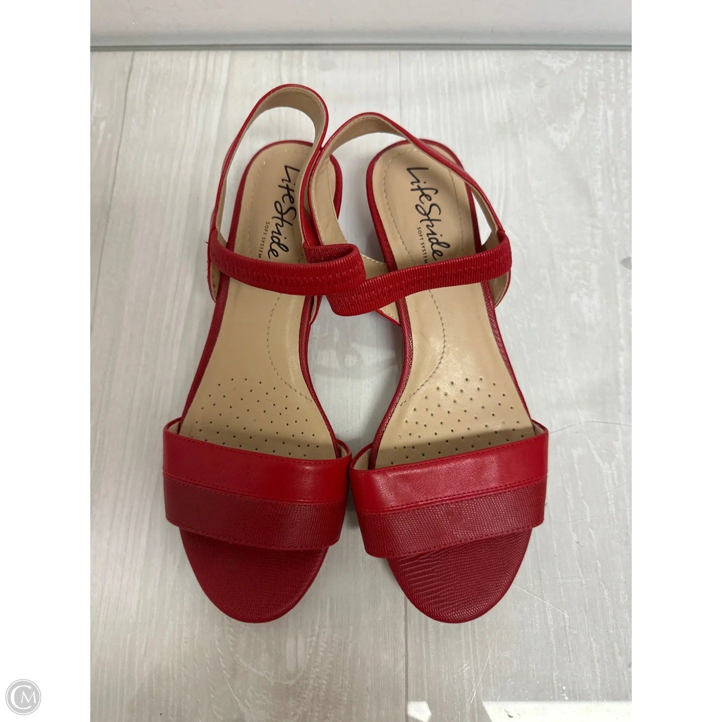 Sandals Heels Wedge By Life Stride In Red, Size: 6