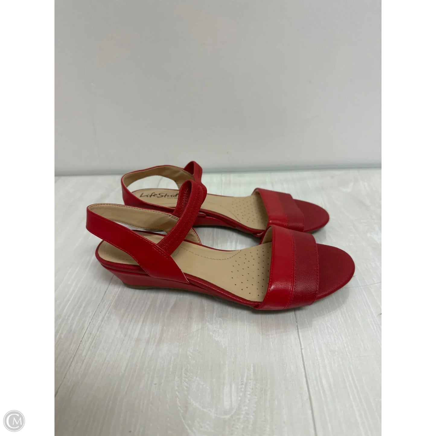 Sandals Heels Wedge By Life Stride In Red, Size: 6