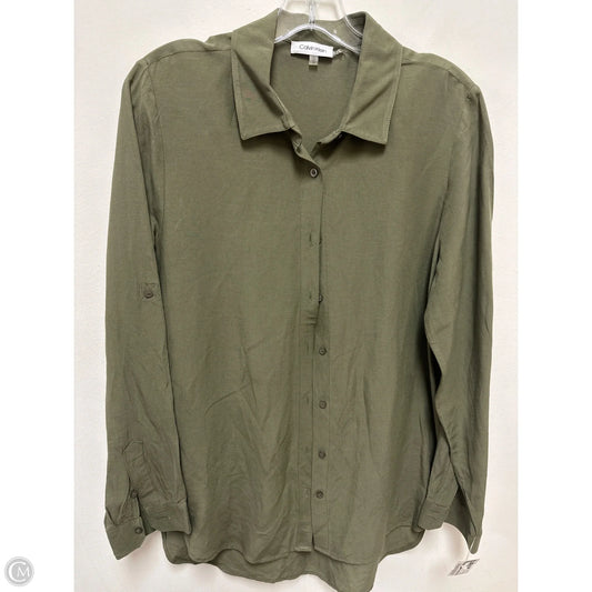 Top Long Sleeve By Calvin Klein In Green, Size: M