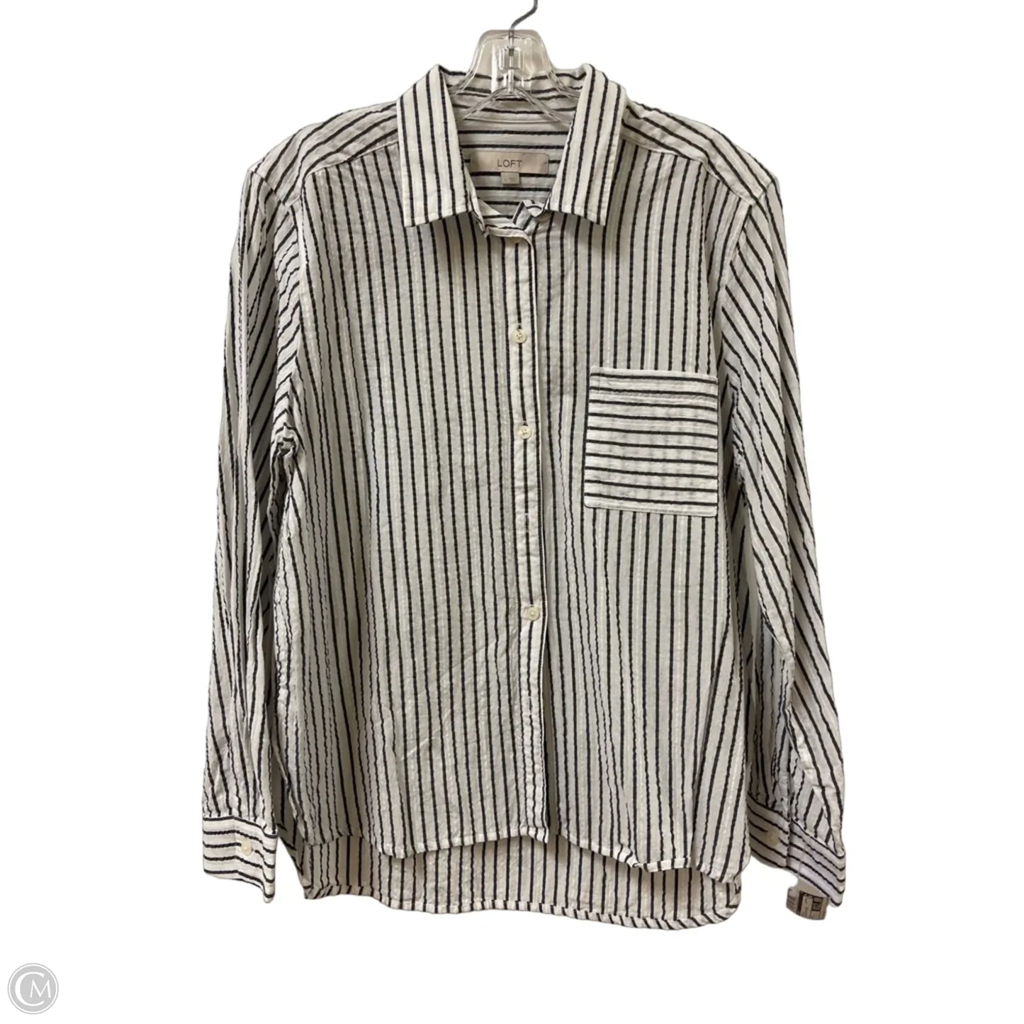 Top Long Sleeve By Loft In Striped Pattern, Size: L