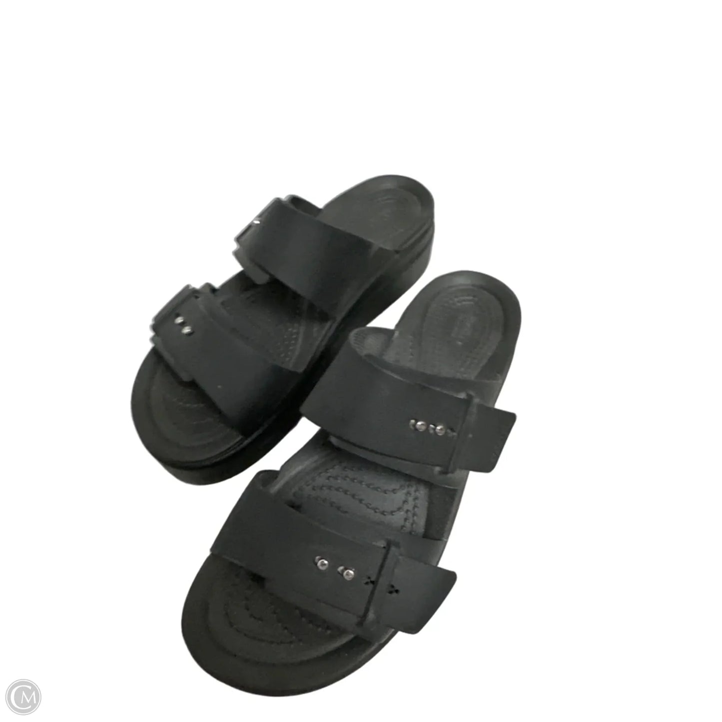 Sandals Heels Wedge By Crocs In Black, Size: 8