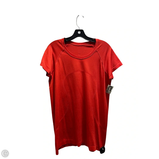 Athletic Top Short Sleeve By Lululemon In Orange, Size: 12
