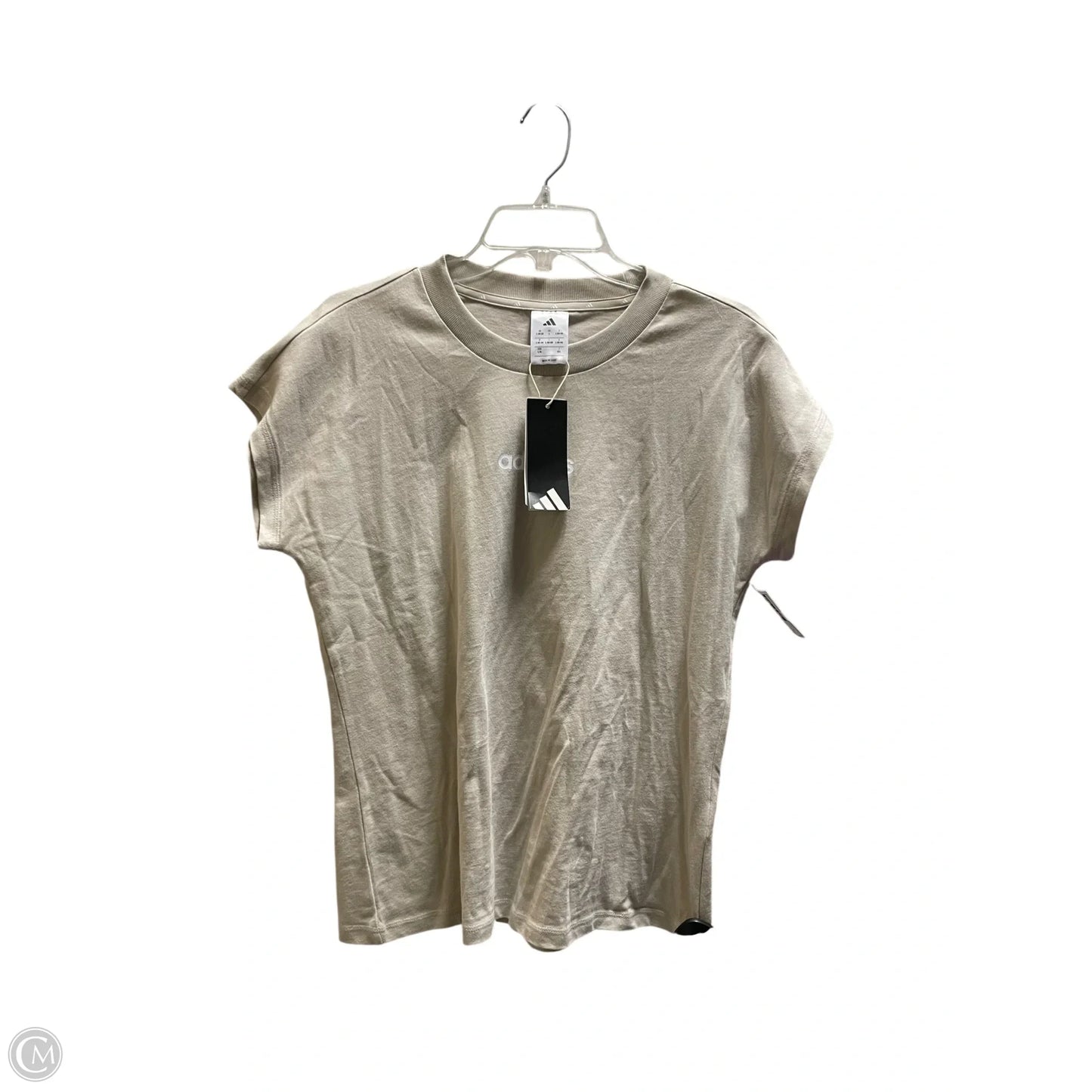 Athletic Top Short Sleeve By Adidas In Tan, Size: L