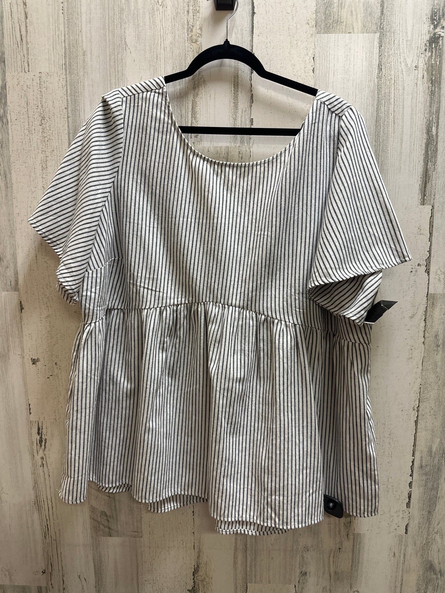 Striped Pattern Top Short Sleeve Andree By Unit, Size 2x
