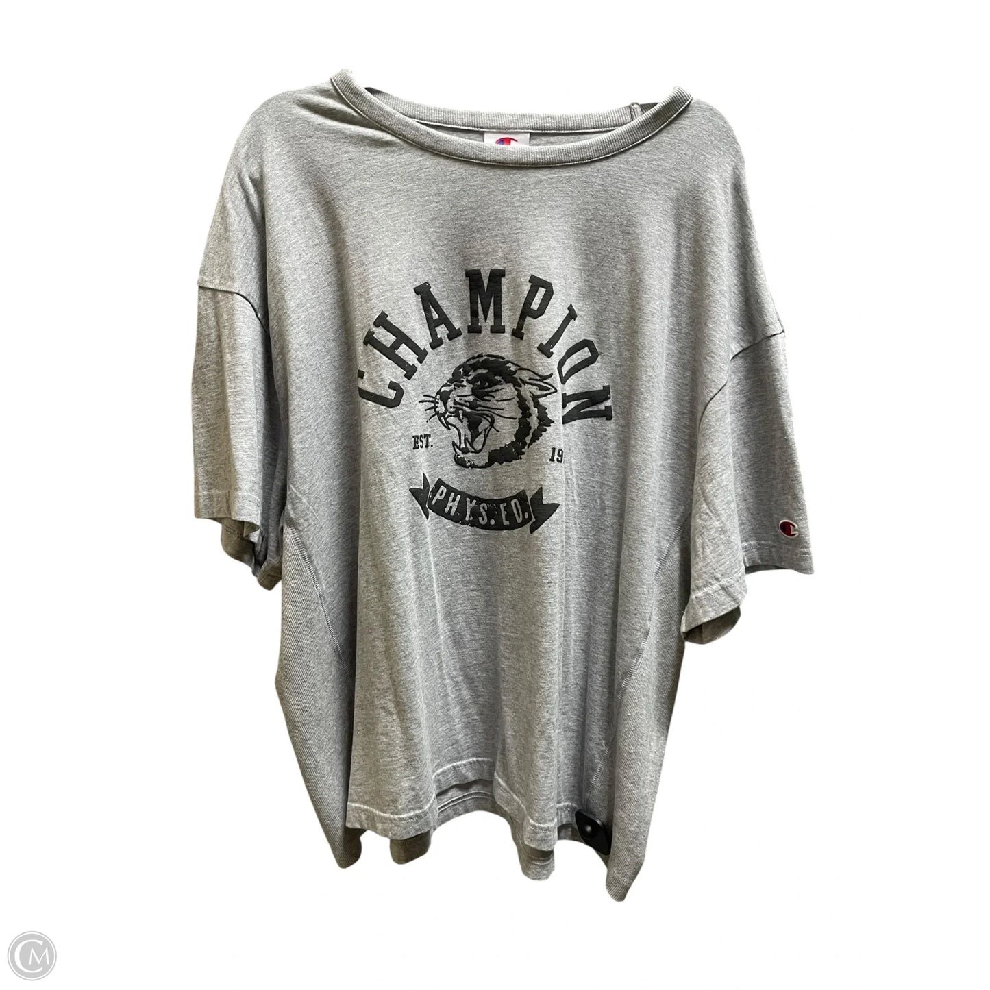 Top Short Sleeve By Champion In Grey, Size: Xl