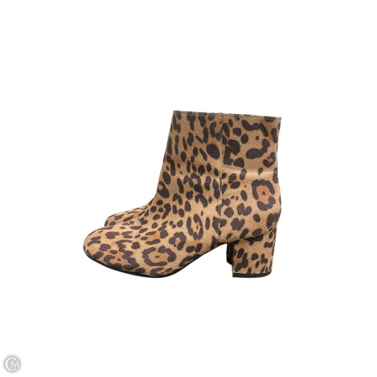 Boots Ankle Heels By Time And Tru In Animal Print, Size: 9