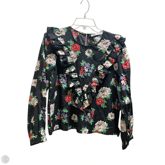 Top Long Sleeve By Zara In Black, Size: S