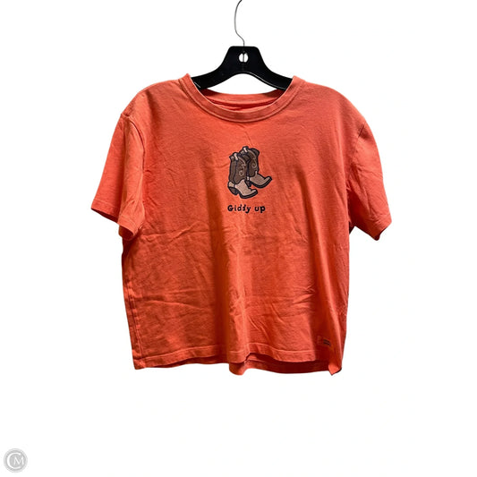 Top Short Sleeve By Life Is Good In Pink, Size: S