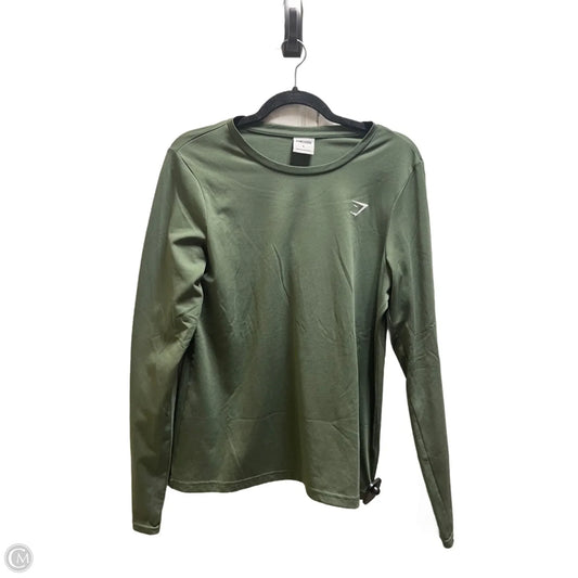 Athletic Top Long Sleeve Crewneck By Gym Shark In Green, Size: L