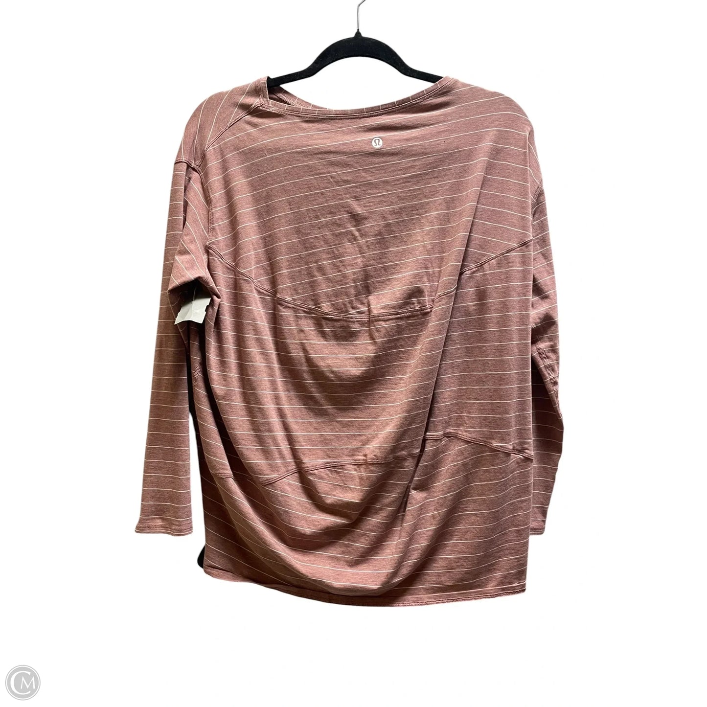 Athletic Top Long Sleeve Collar By Lululemon In Striped Pattern, Size: L