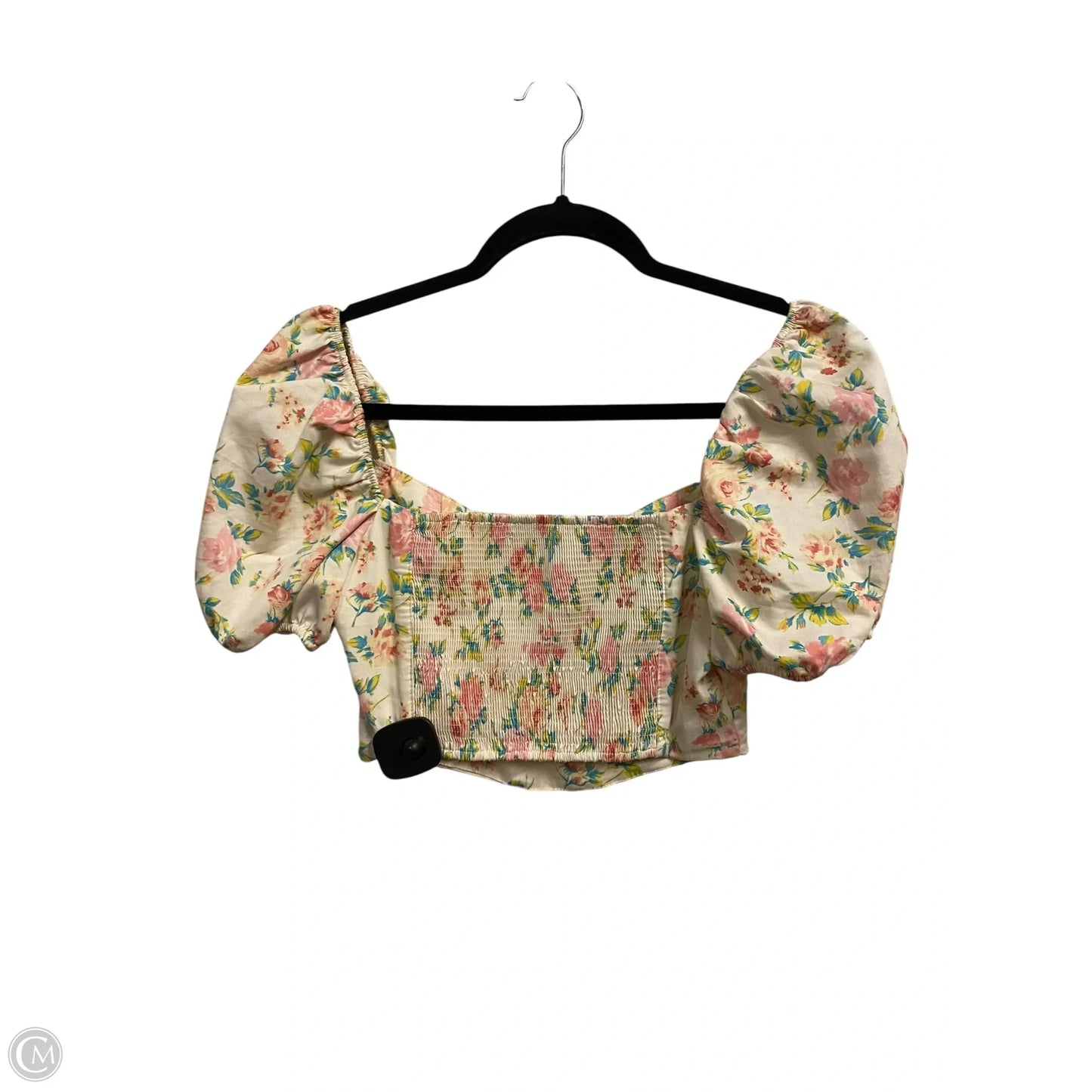 Top Short Sleeve By Zara In Floral Print, Size: M