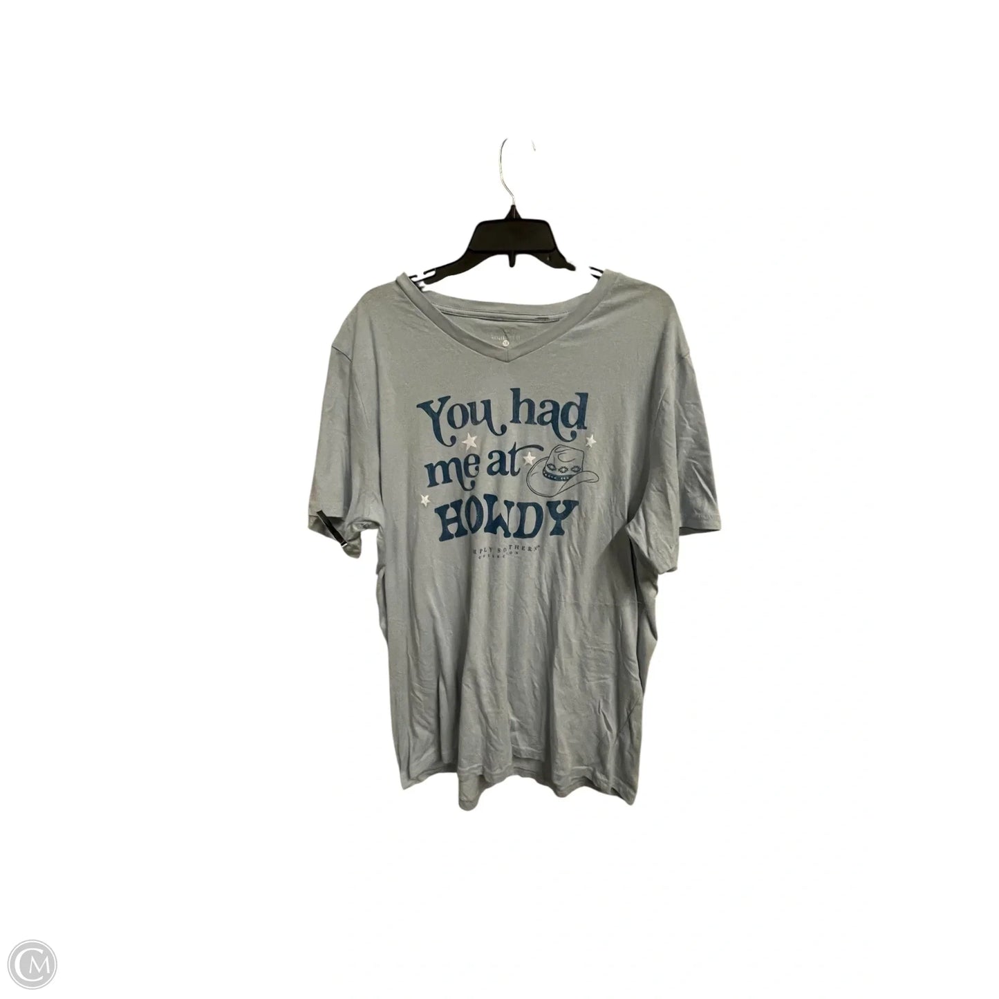 Top Short Sleeve By Simply Southern In Blue, Size: 2x