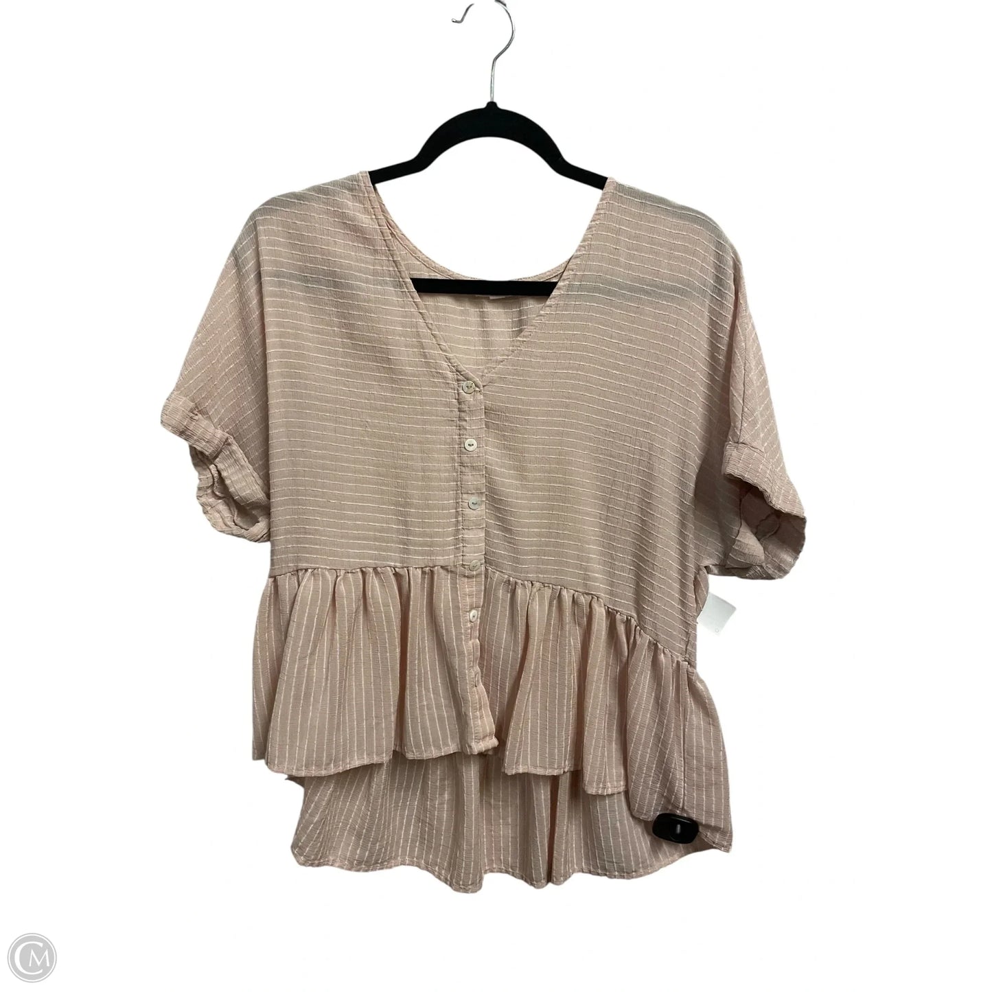 Top Short Sleeve By Blu Pepper In Pink, Size: M