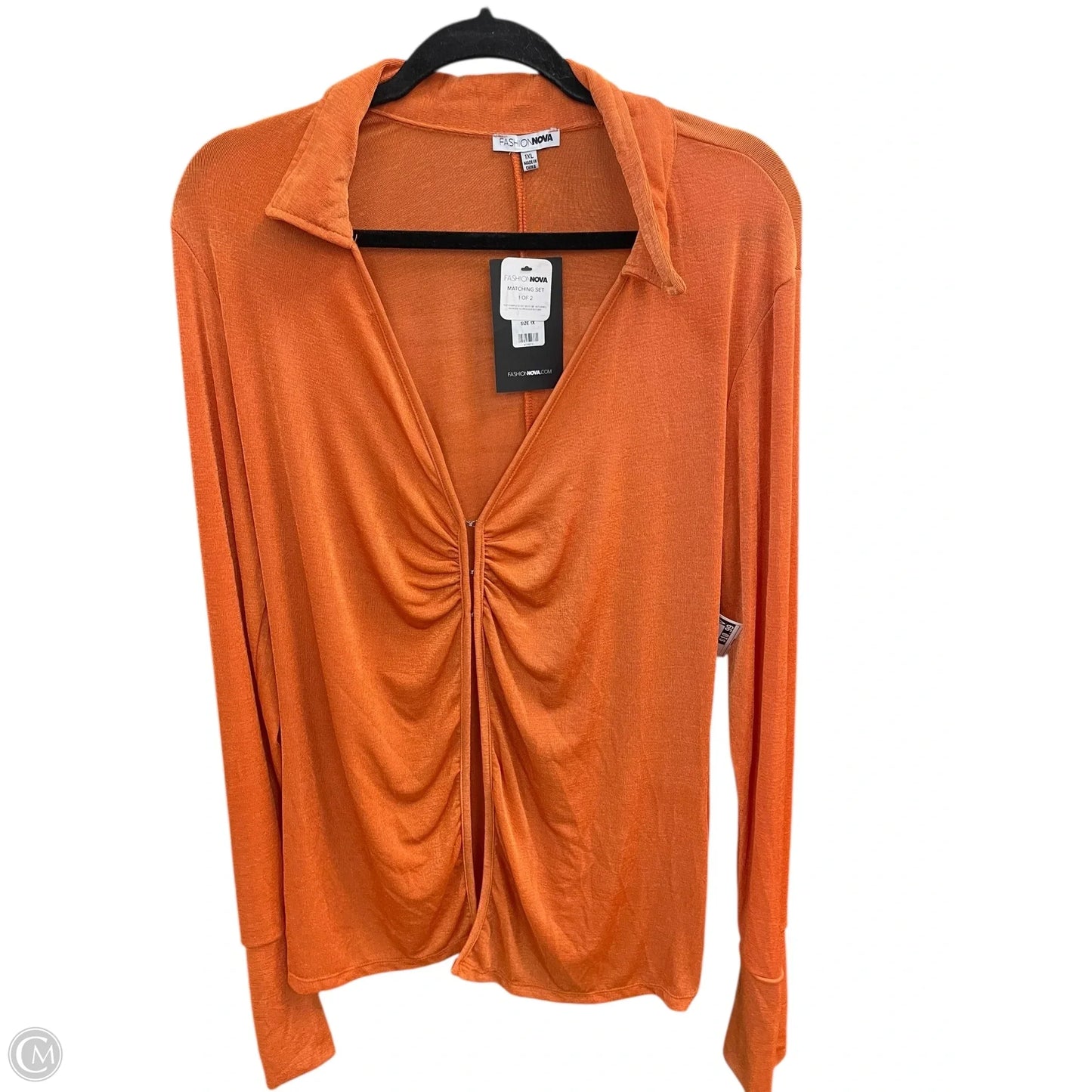 Top Long Sleeve By Fashion Nova In Orange, Size: 1x