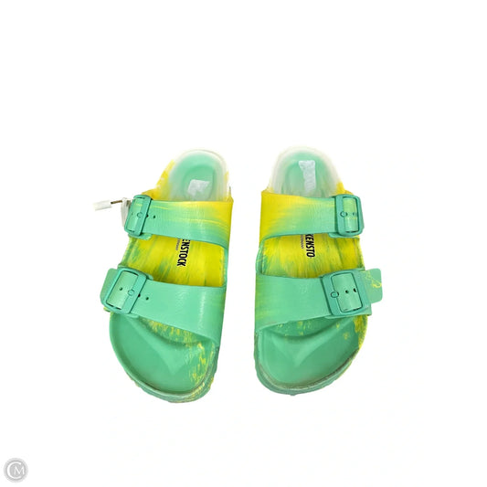 Shoes Flats By Birkenstock In Green & Yellow, Size: 9.5