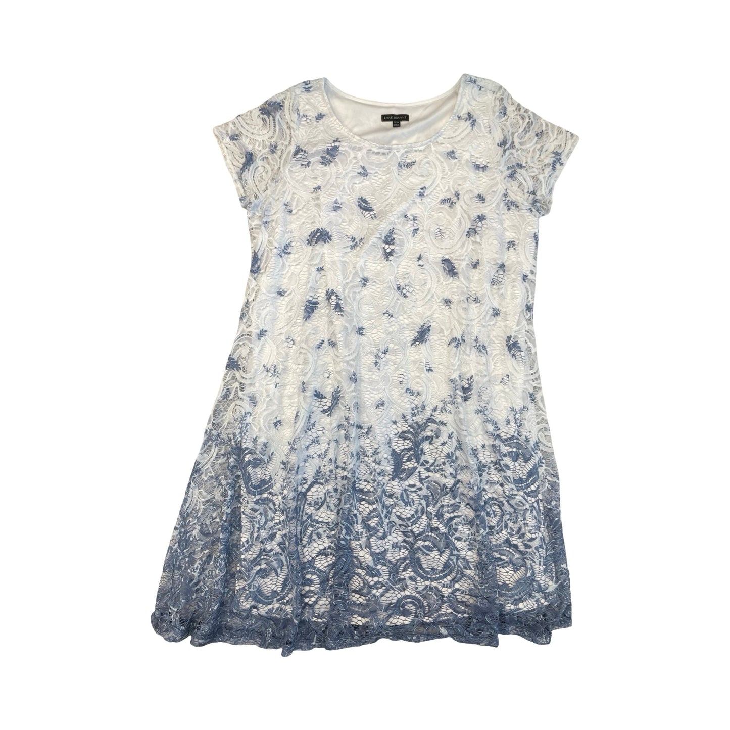 Dress Casual Midi By Lane Bryant In Blue & White, Size:18
