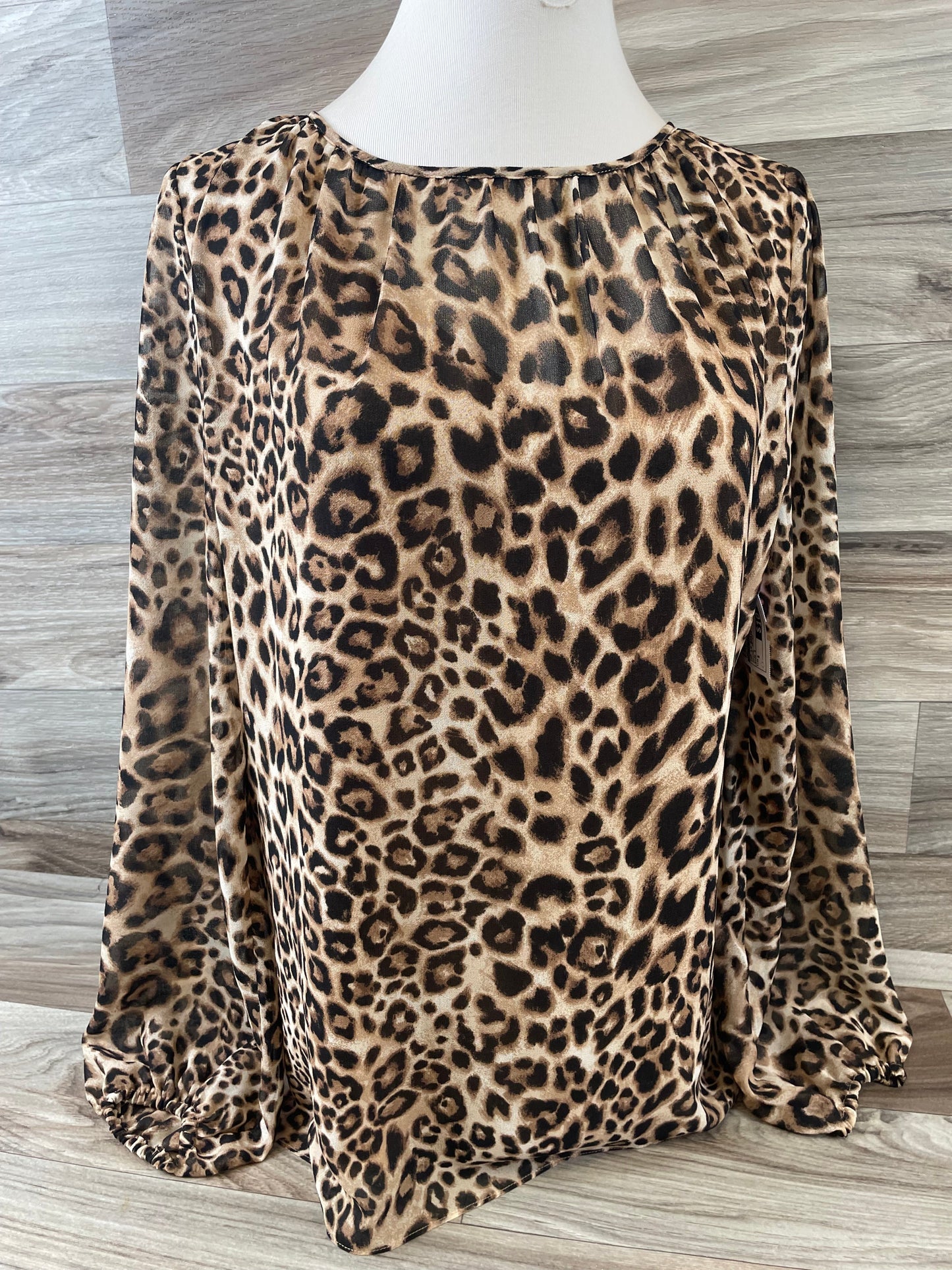 Animal Print Top Long Sleeve Basic White House Black Market, Size S