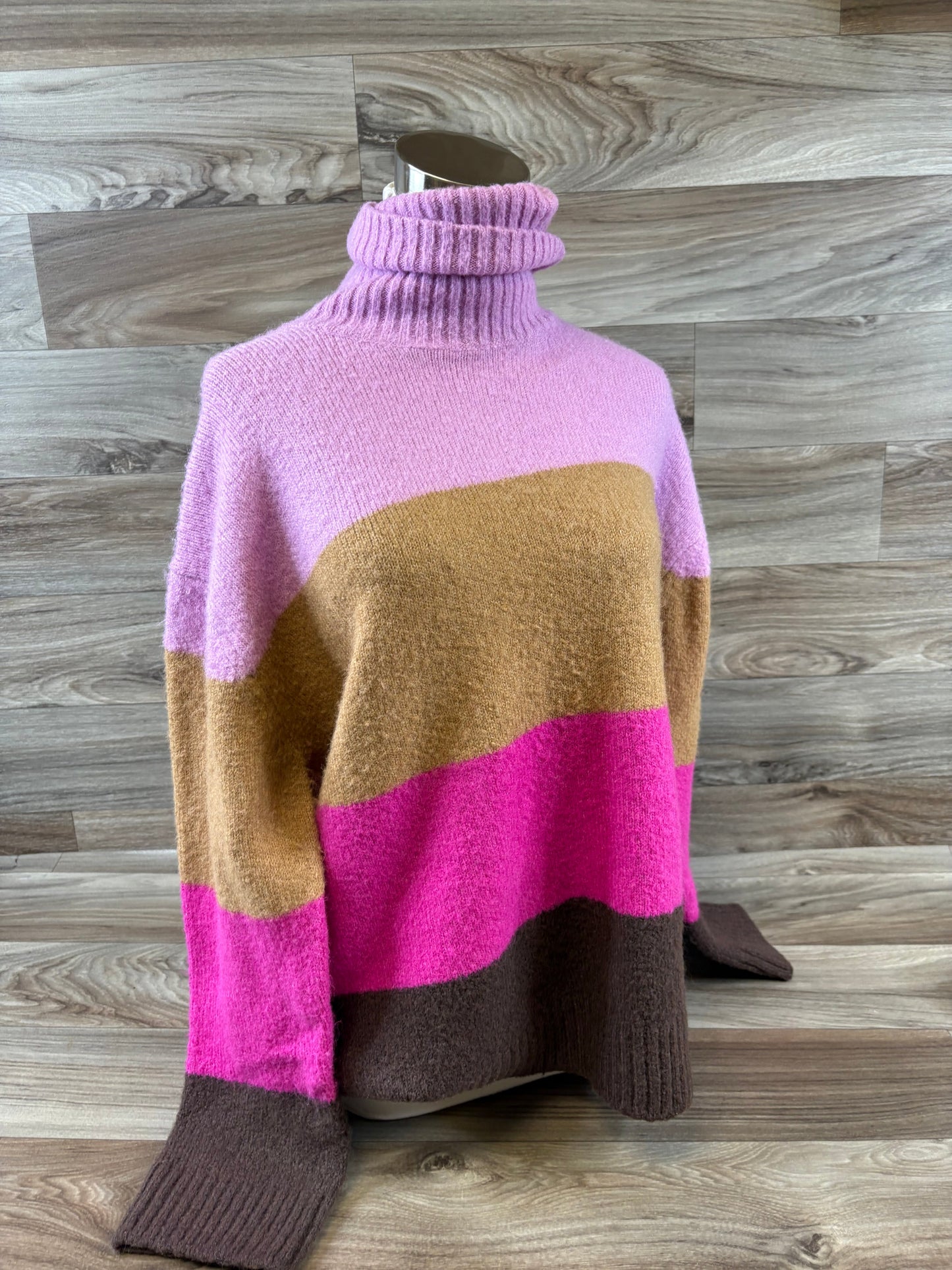 Sweater By Ann Taylor In Pink & Tan, Size: L