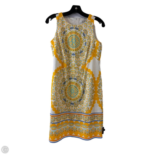 Dress Casual Short By London Times In White & Yellow, Size: S