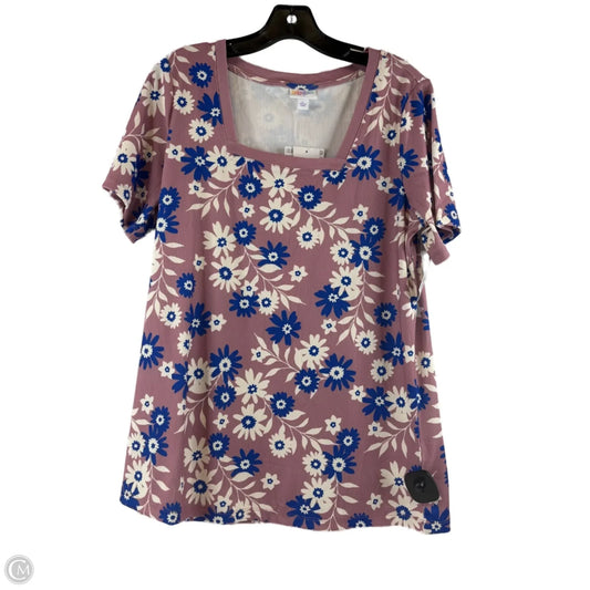 Top Short Sleeve Basic By Lularoe In Blue & Purple, Size: L
