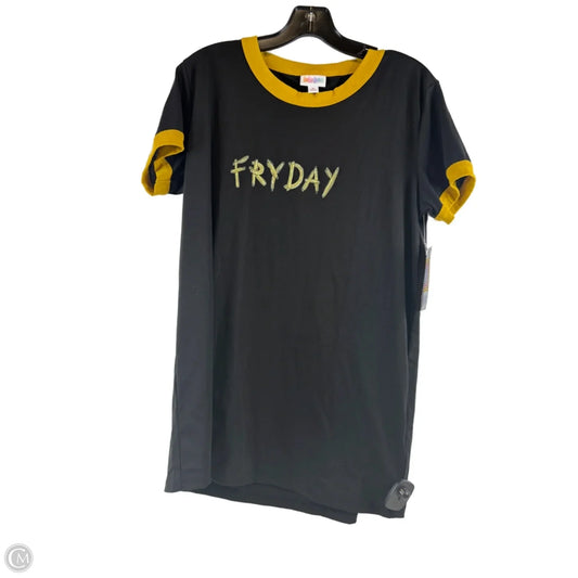 Top Short Sleeve Basic By Lularoe In Black & Yellow, Size: M