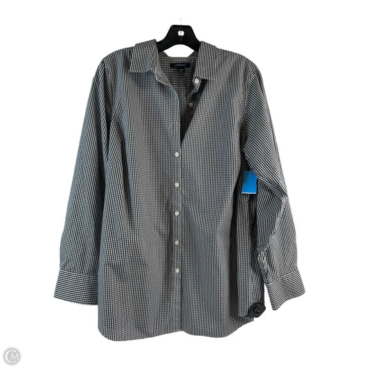 Top Long Sleeve By Lands End In Checkered Pattern, Size: 1x