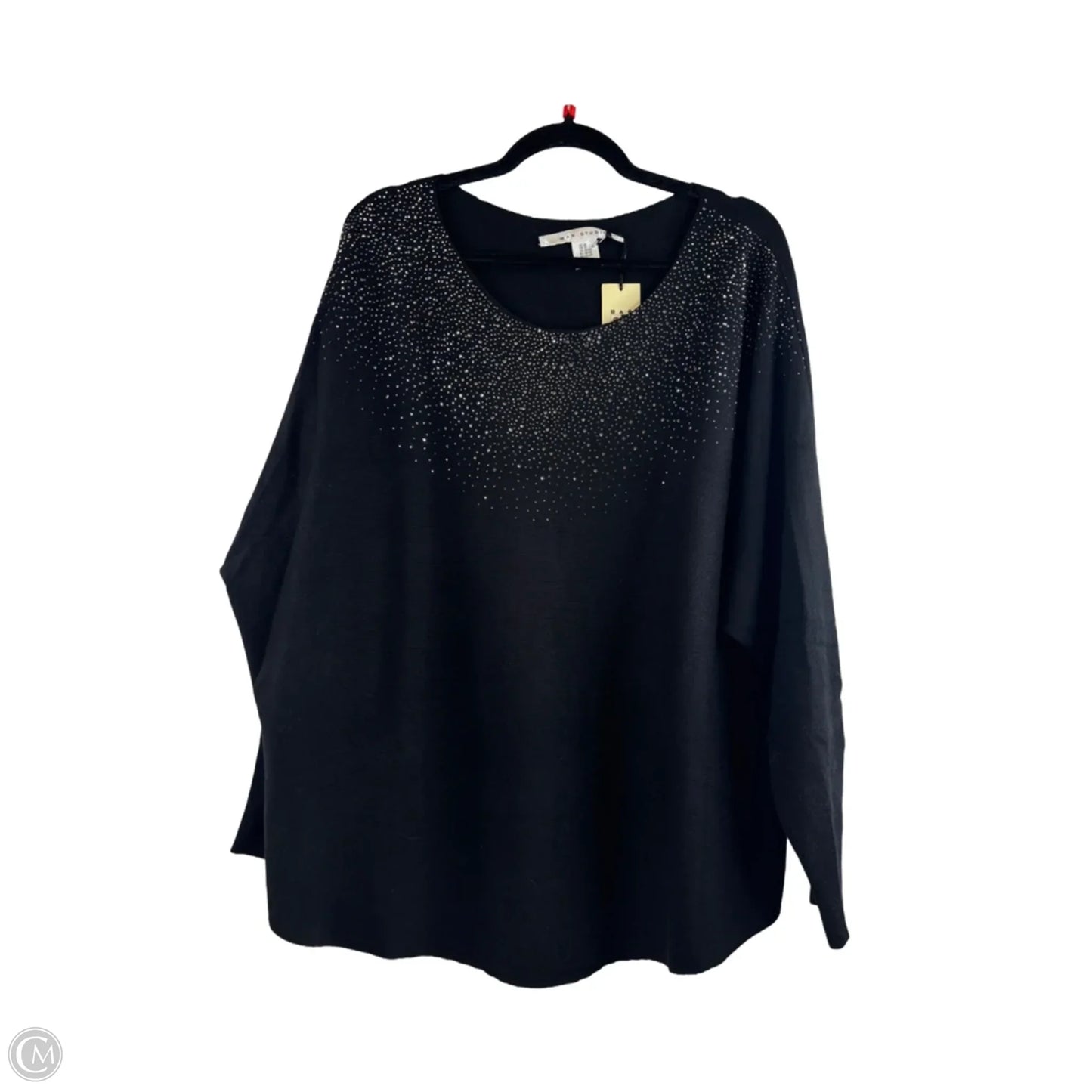 Top Long Sleeve By Max Studio In Black & Silver, Size: 2x