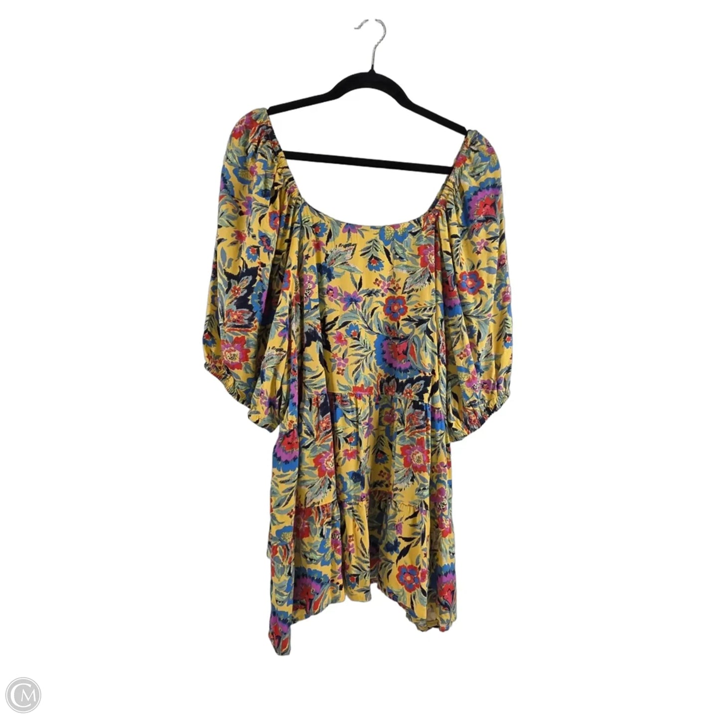 Top Short Sleeve By Terra & Sky In Blue & Yellow, Size: 2x