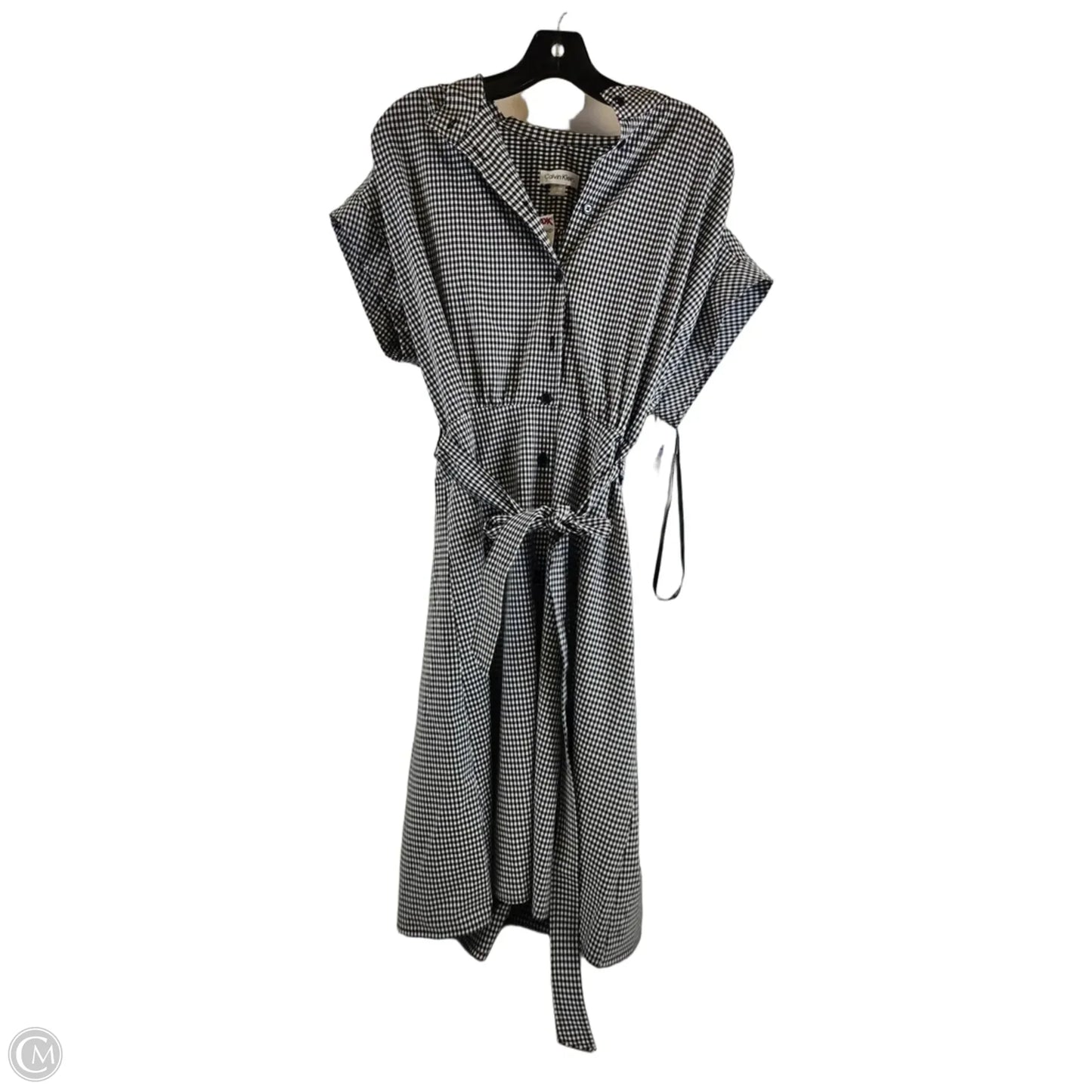 Dress Casual Midi By Calvin Klein In Checkered Pattern, Size: L