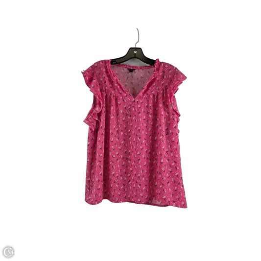 Top Short Sleeve Basic By Ann Taylor In Pink & White, Size: M
